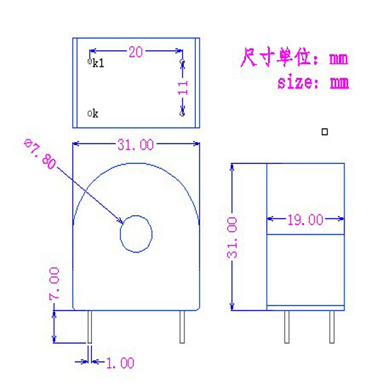 AC current transformer  JS5008  10(60)A/10mA