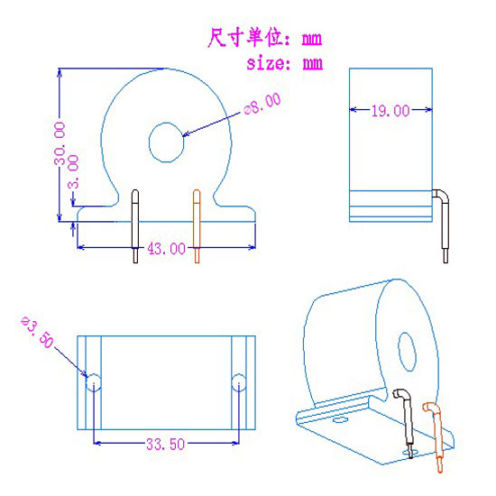 AC current transformer JSCT-22  20(80)A/10mA