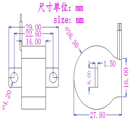 AC current transformer JS4002  1.5(10)A/0.75mA